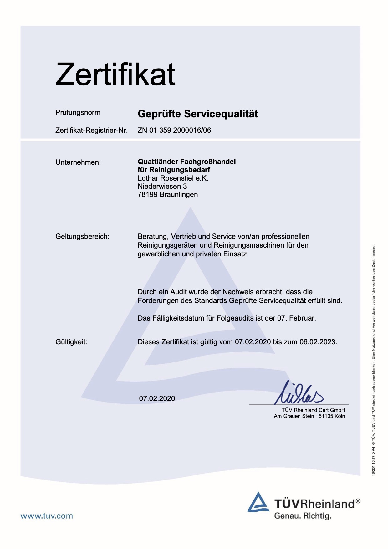TüV Rheinland Servicequalität